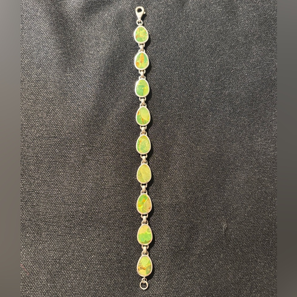 Elegant Silver and Green Turquoise Stone Bracelet